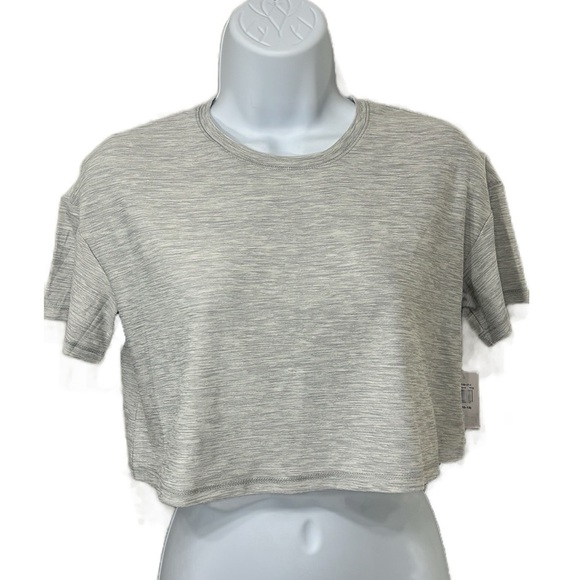 Old Navy Girls Active Breathe On Short Sleeve Crop Shirt Heather Gray L 10-12 - Picture 5 of 5